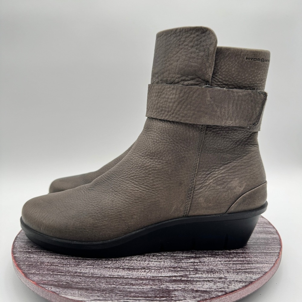 ECCO Boots Womens 11 Skyler Hydromax Waterproof Leather Comfort Ankle Wedge Gray